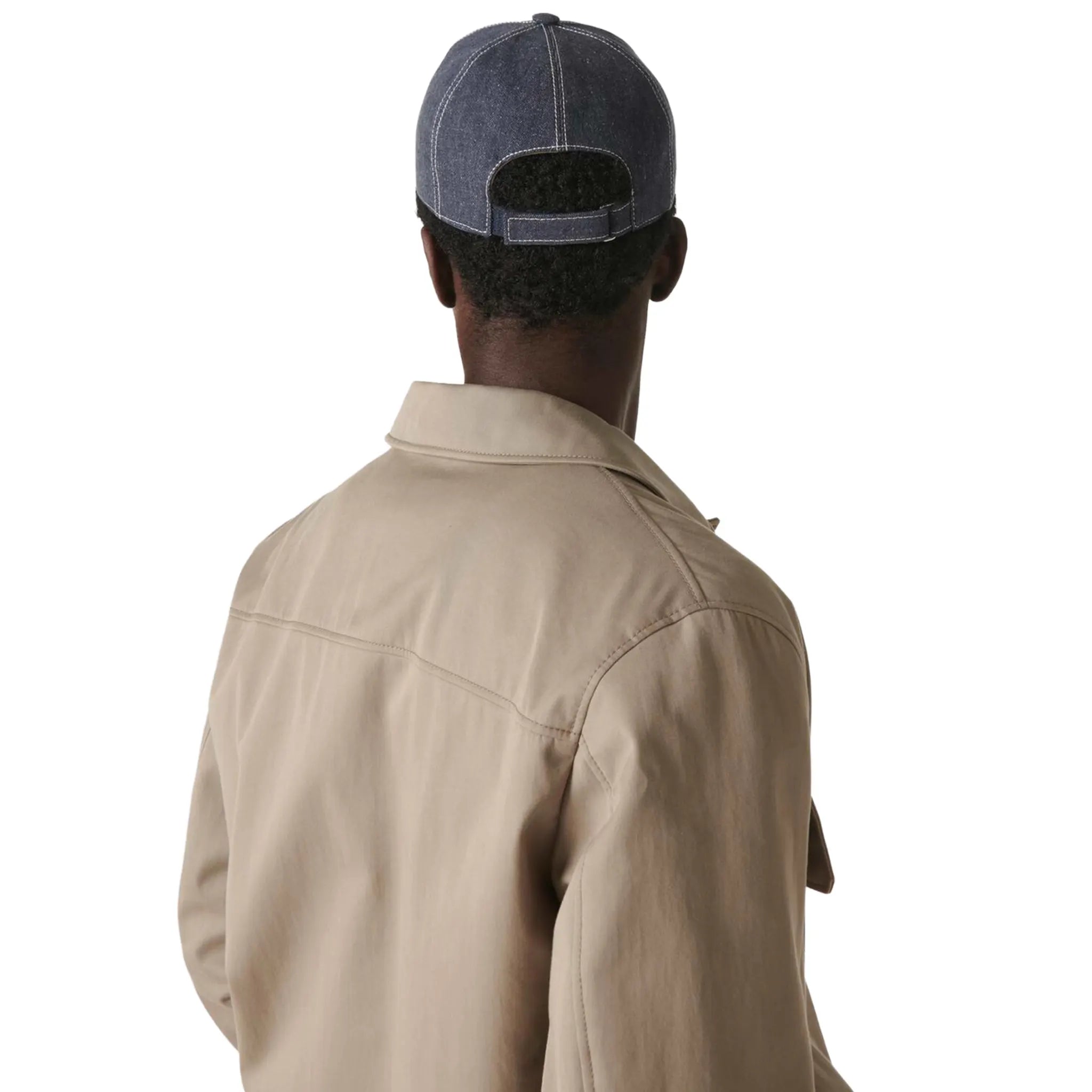 Back Side View of Loro Piana Denim Blue Baseball Cap FA06405_W13K
